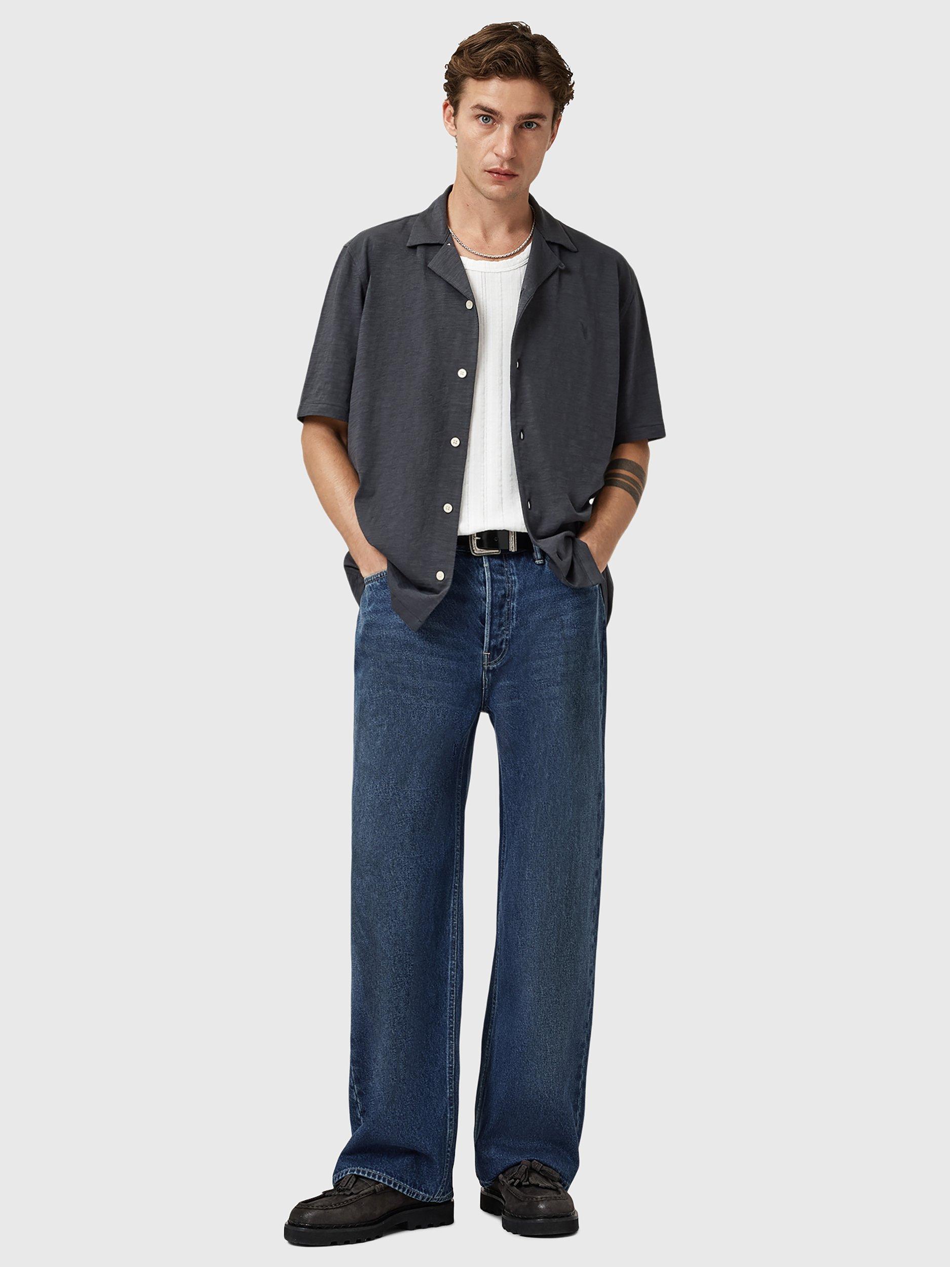 Product image 3 of 7, which shows AllSaints Robson Cotton Shirt, Blue Mid, XS