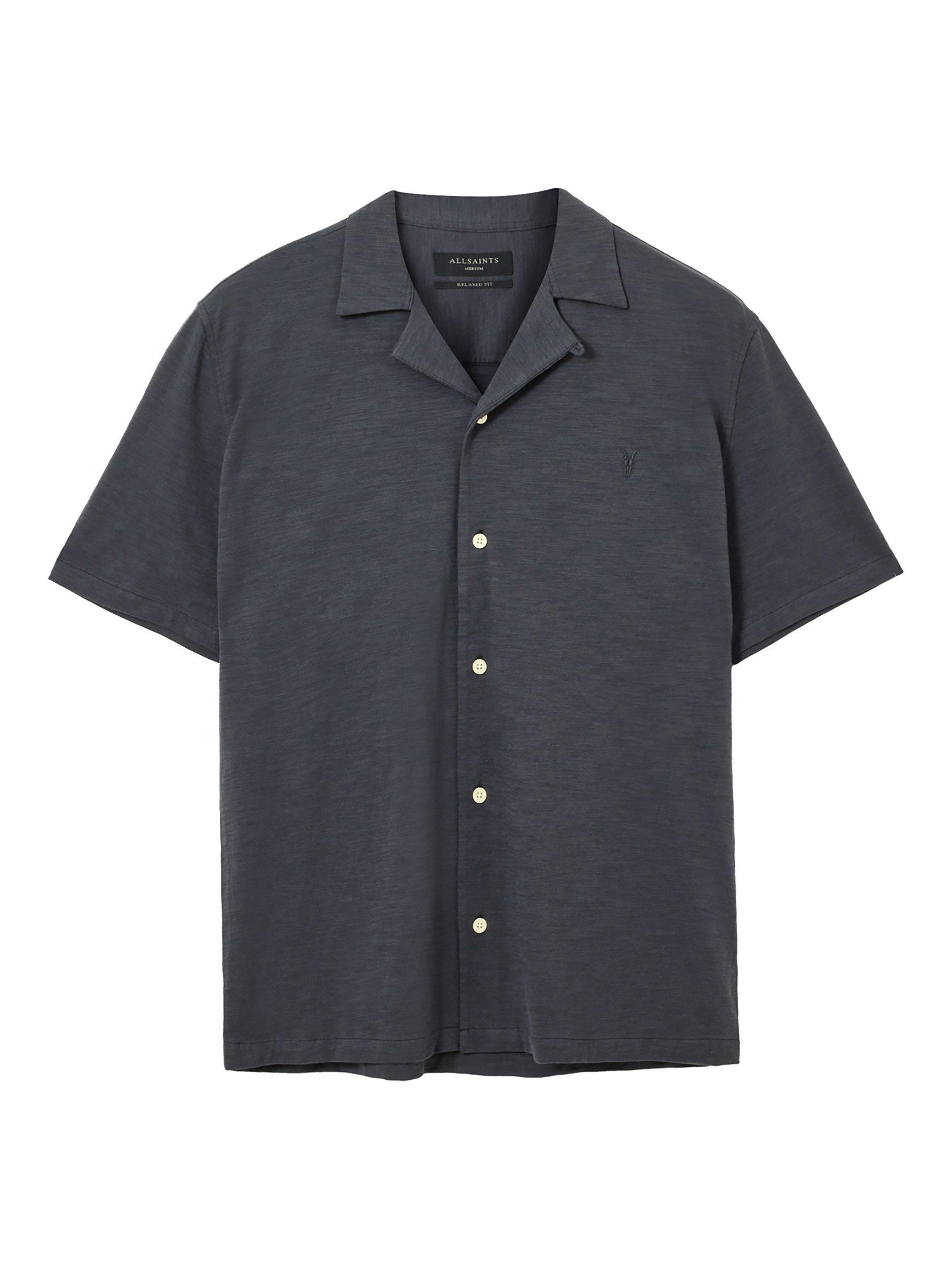 Product image 4 of 7, which shows AllSaints Robson Cotton Shirt, Blue Mid, XS
