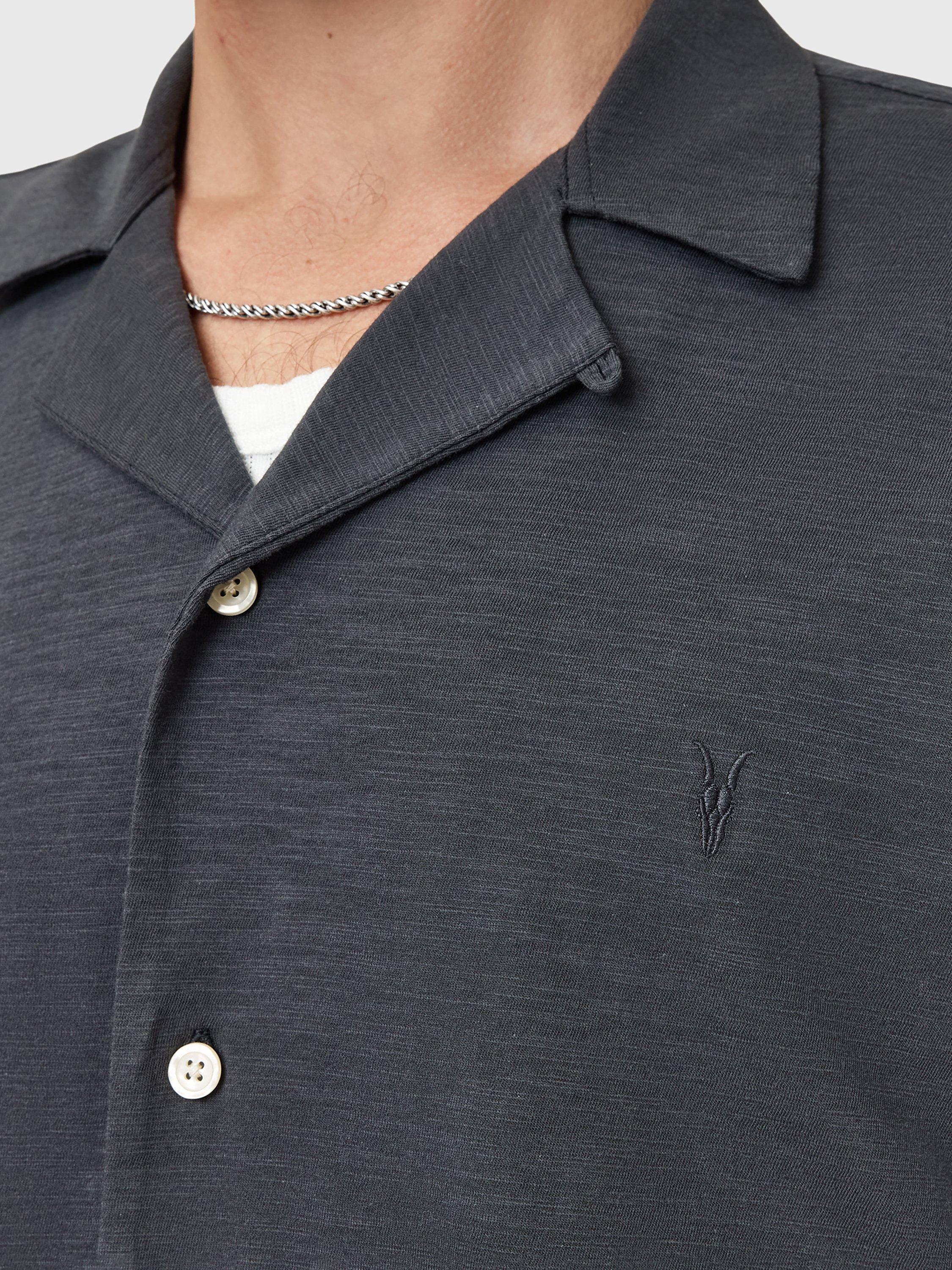 Product image 5 of 7, which shows AllSaints Robson Cotton Shirt, Blue Mid, XS