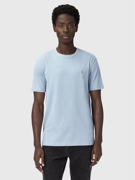 AllSaints Brace Crew Cotton T-Shirt, Mid Blue
