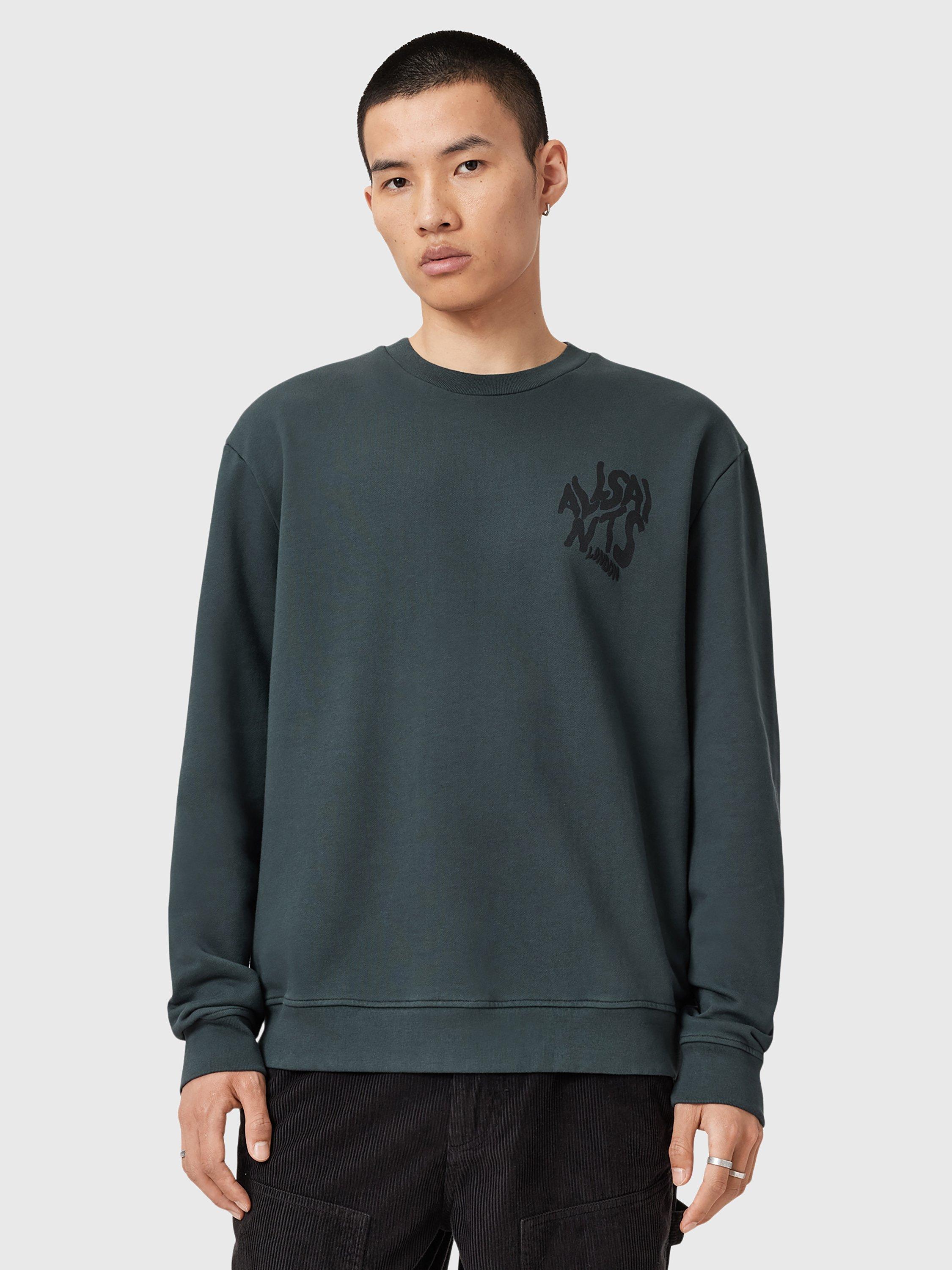 Product image 1 of 9, which shows AllSaints Orlando Cotton Sweatshirt, Blue Mid, L