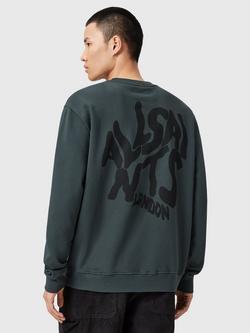 AllSaints Orlando Cotton Sweatshirt - view 2, Blue Mid