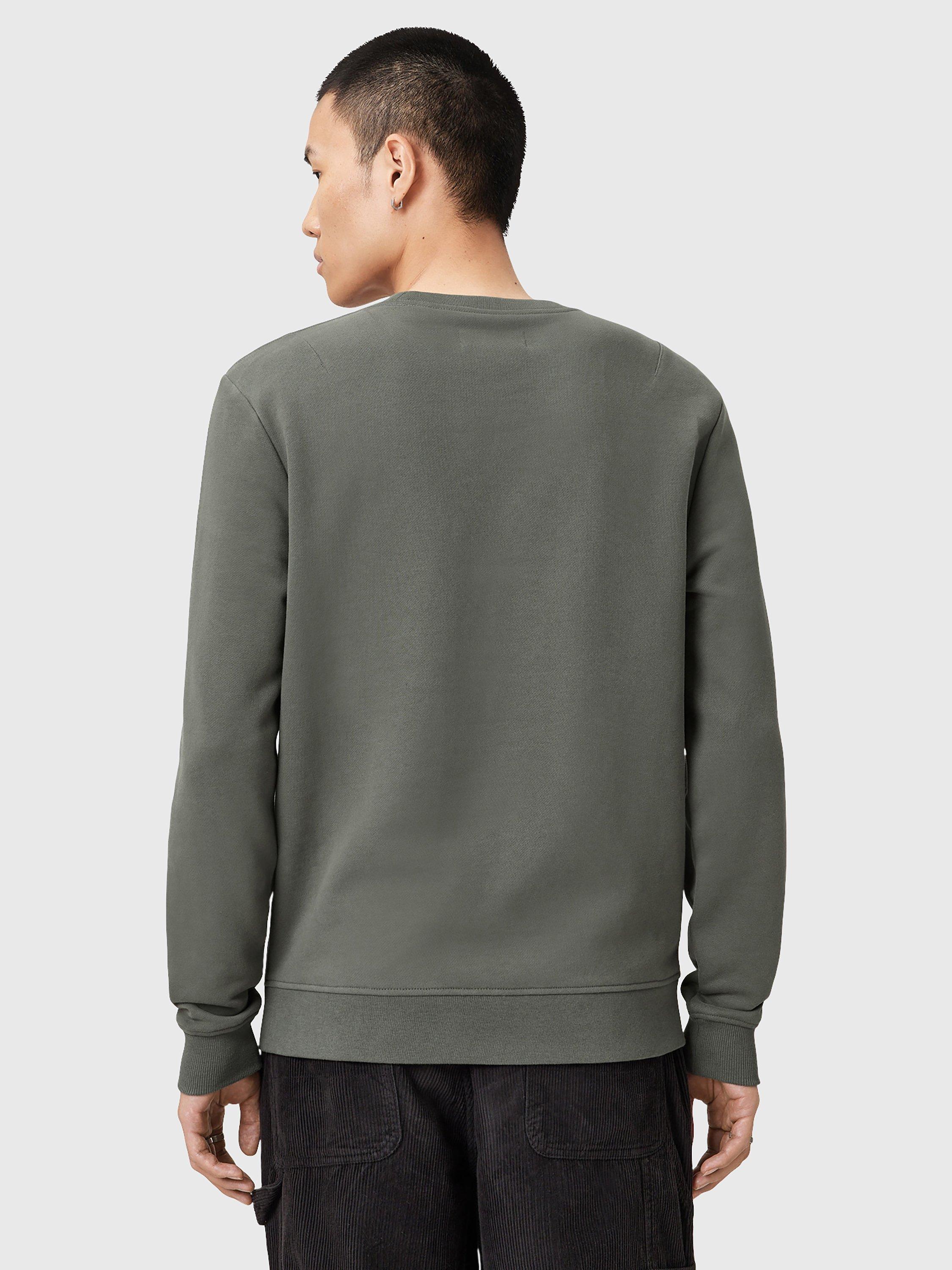 Product image 2 of 7, which shows AllSaints Raven Organic Cotton Sweatshirt, Green Mid, XS