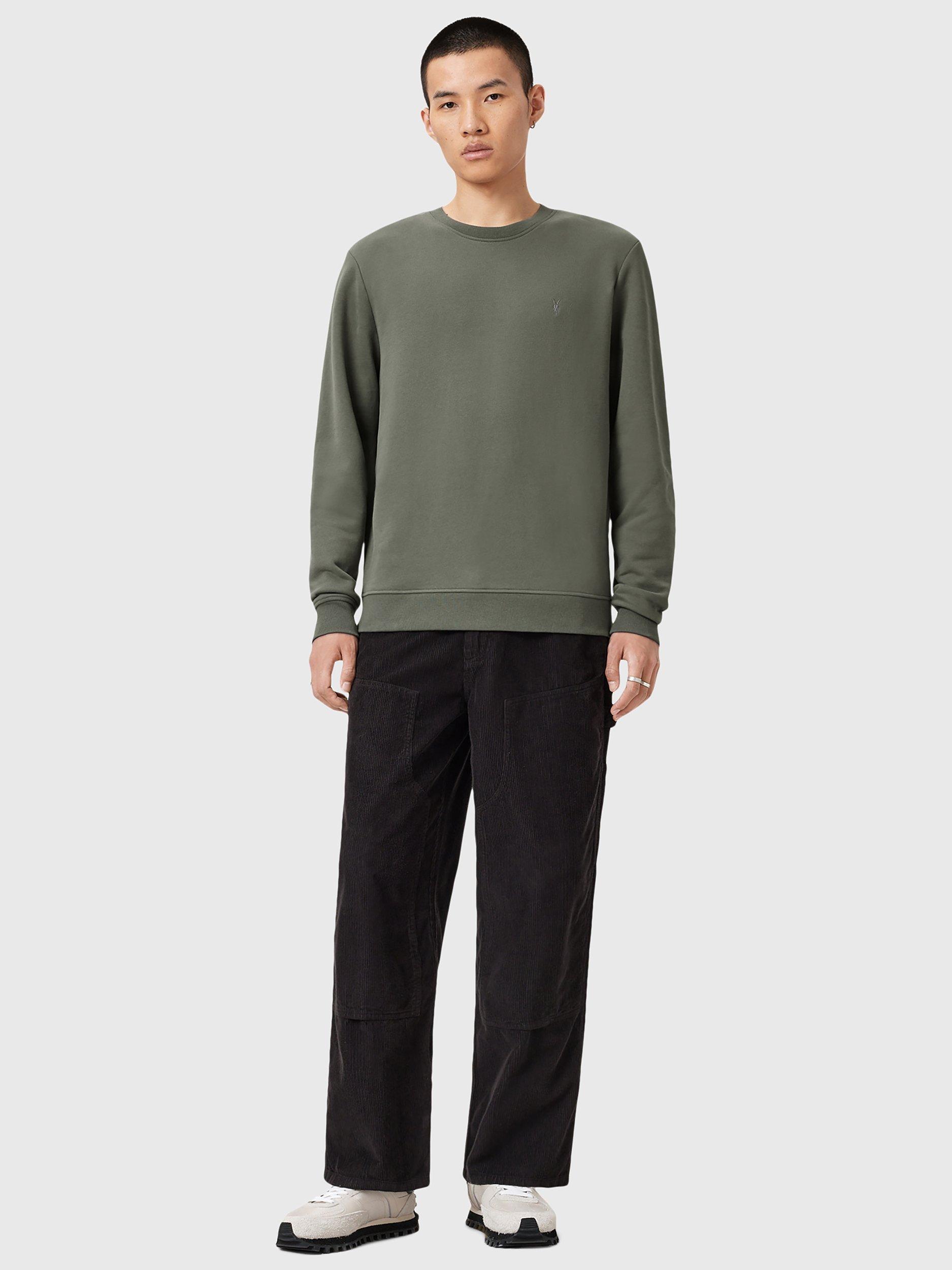 Product image 3 of 7, which shows AllSaints Raven Organic Cotton Sweatshirt, Green Mid, XS