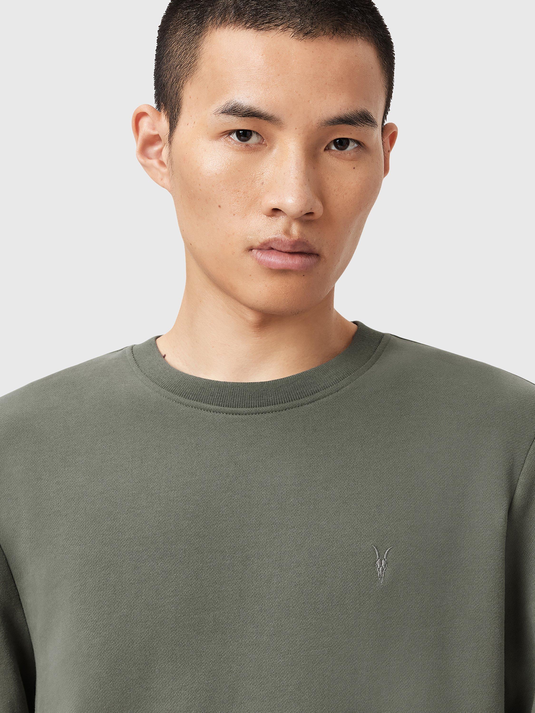 Product image 7 of 7, which shows AllSaints Raven Organic Cotton Sweatshirt, Green Mid, XS