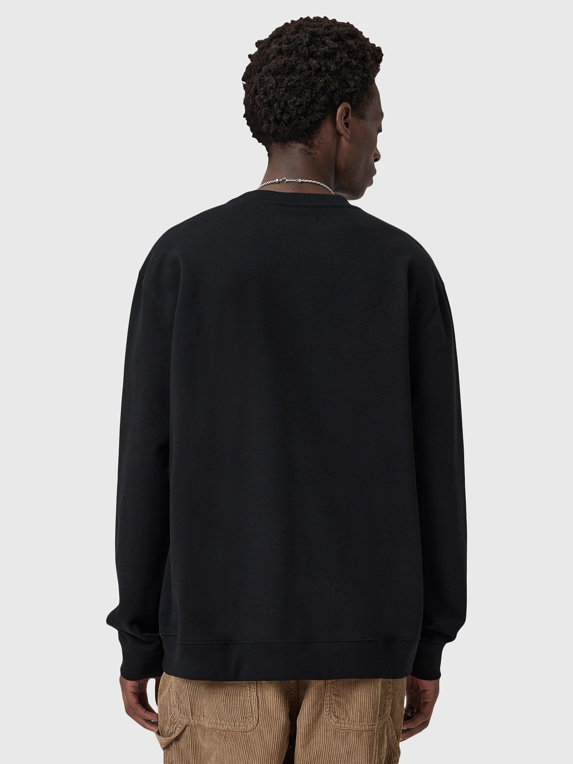 Product image 2 of 6, which shows AllSaints Waved Relaxed Fit Crew Sweatshirt, Jet Black, XL
