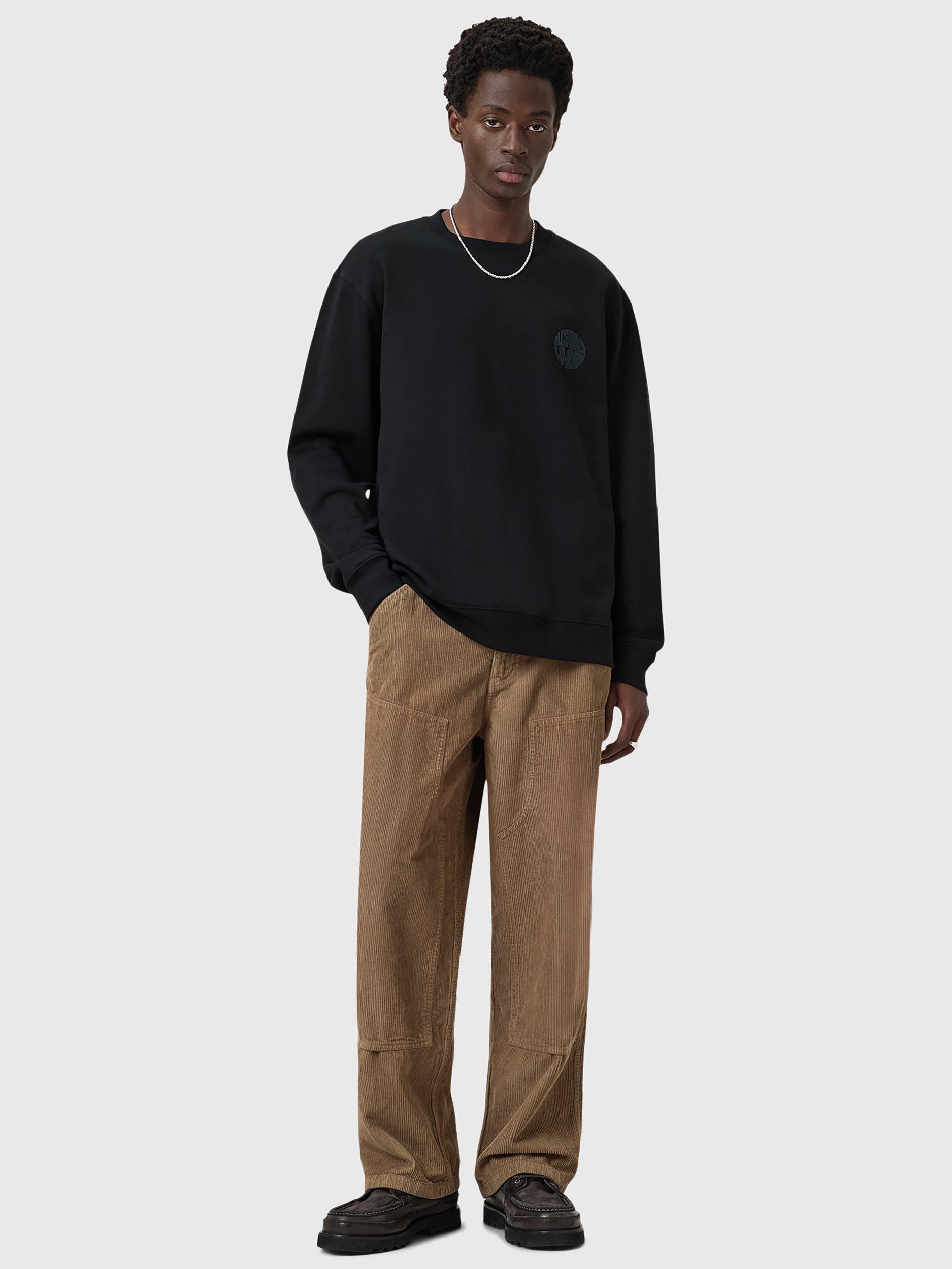 Product image 3 of 6, which shows AllSaints Waved Relaxed Fit Crew Sweatshirt, Jet Black, XL