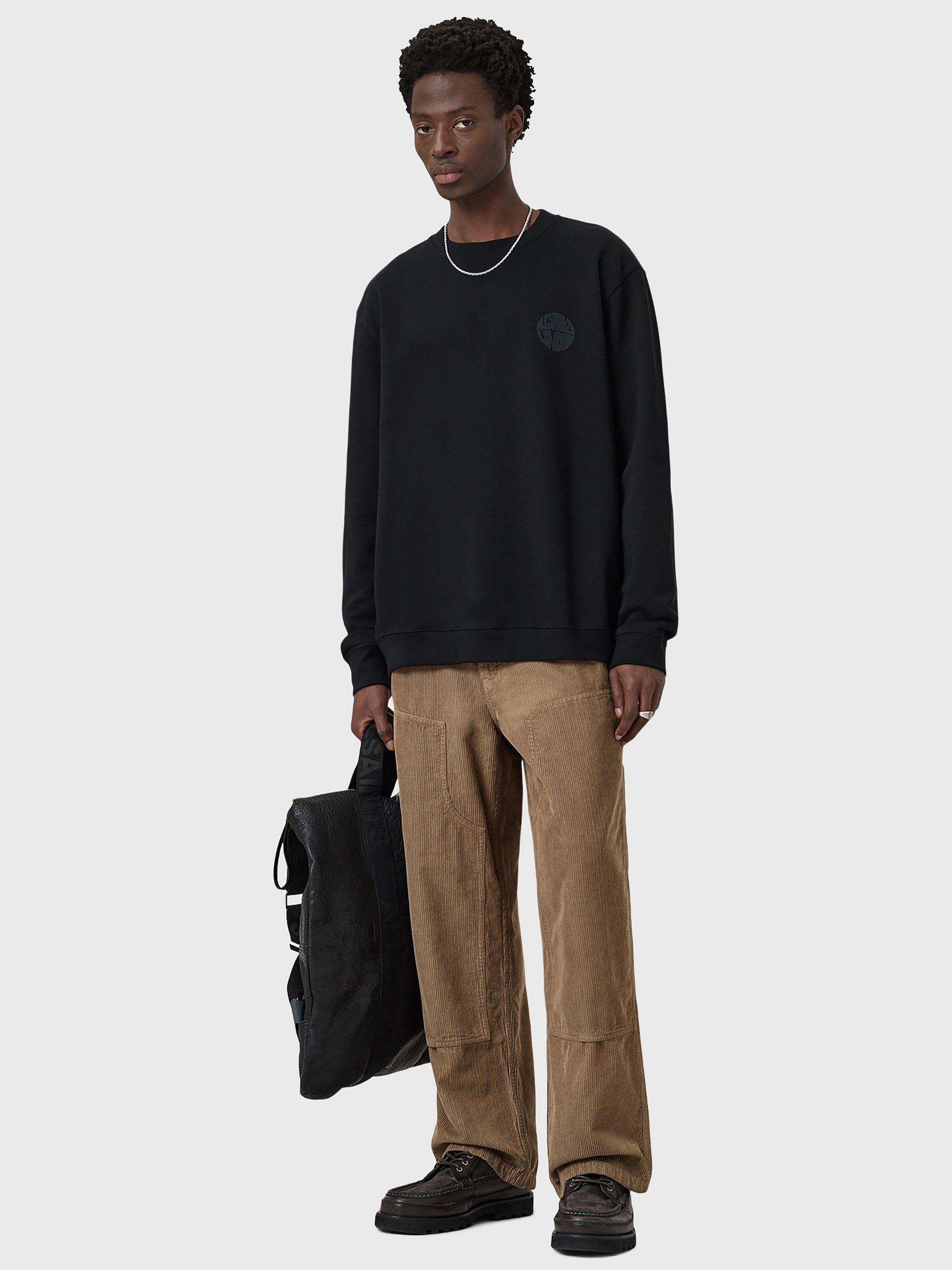 Product image 6 of 6, which shows AllSaints Waved Relaxed Fit Crew Sweatshirt, Jet Black, XL