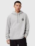 AllSaints Waved Cotton Hoodie, Light Grey Marl