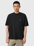 AllSaints Waved Crew Neck Cotton T-Shirt, Jet Black
