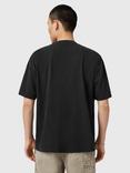 AllSaints Waved Crew Neck Cotton T-Shirt, Jet Black