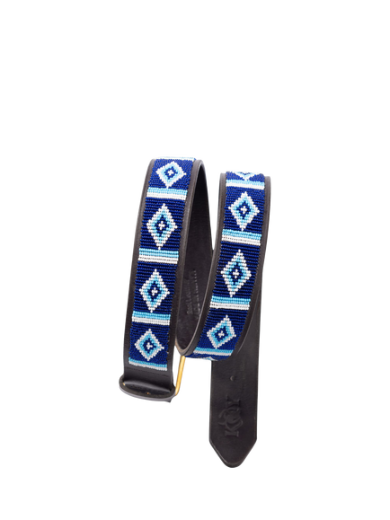KOY Maasai Beaded Leather Belt, Blue