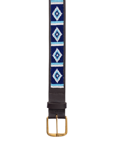 KOY Maasai Beaded Leather Belt - view 2, Blue