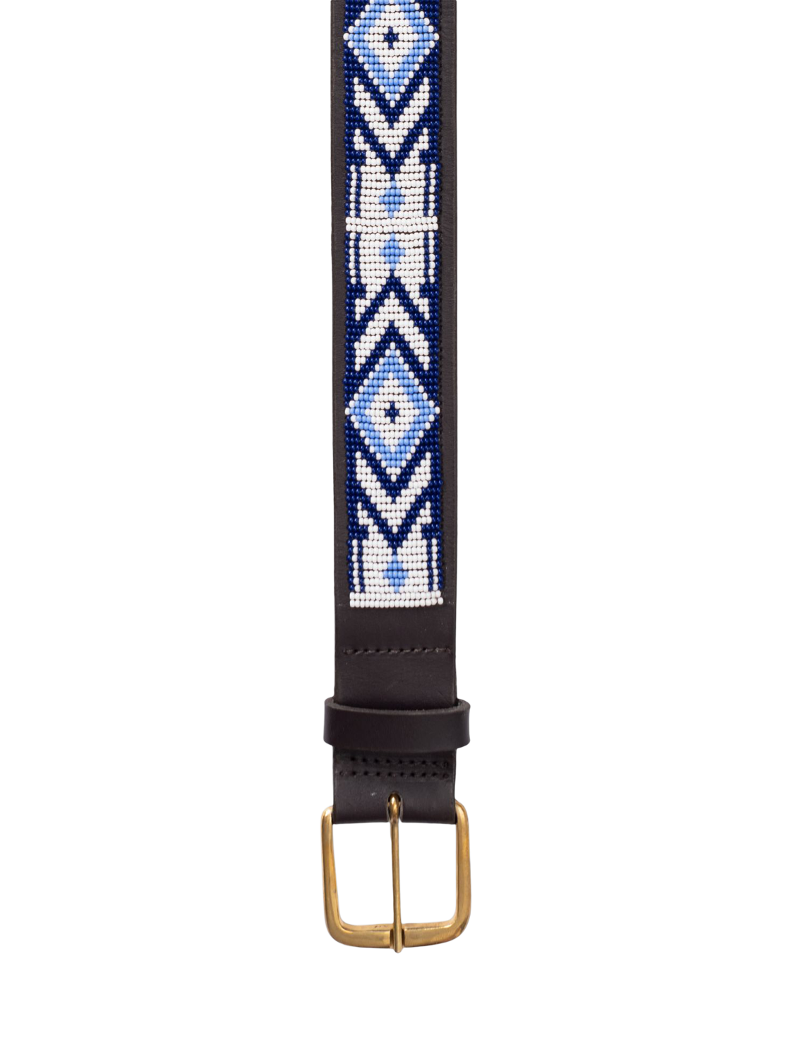Product image 2 of 5, which shows KOY Maasai Beaded Leather Belt, Purple/White, 32