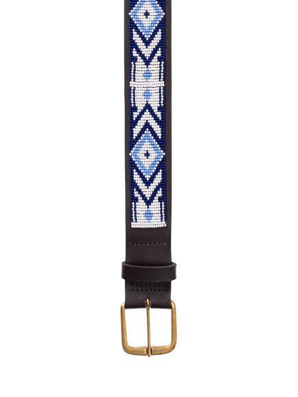 KOY Maasai Beaded Leather Belt - view 2, Purple/White