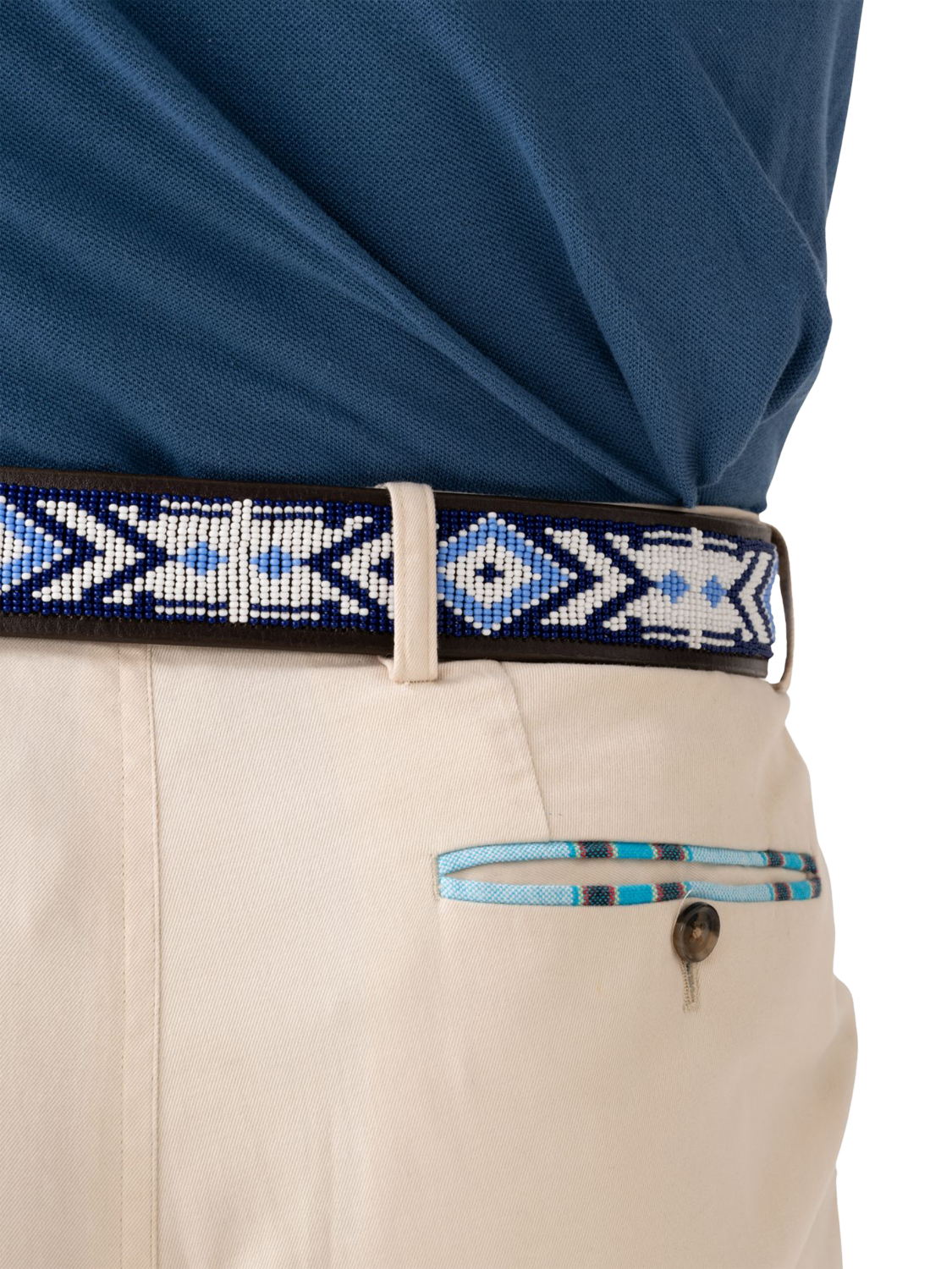 Product image 4 of 5, which shows KOY Maasai Beaded Leather Belt, Purple/White, 32