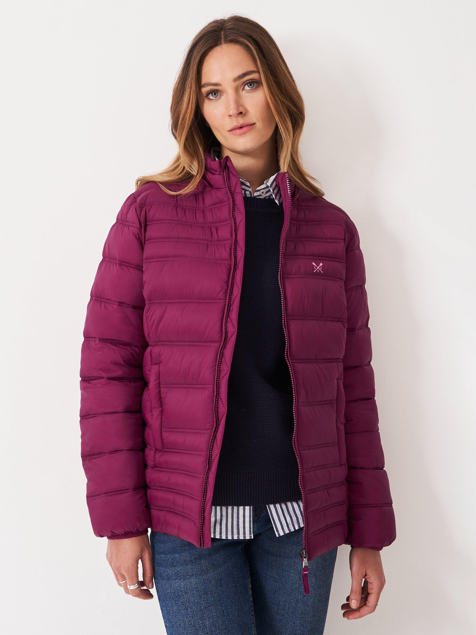 Product image 1 of 5, which shows Crew Clothing Lightweight Padded Jacket, Berry Red, 10