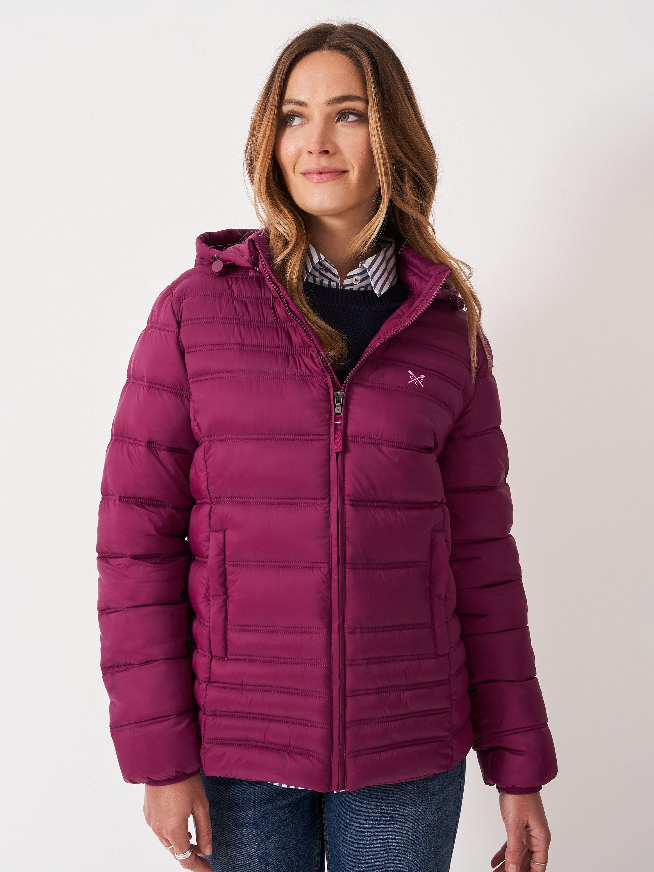 Product image 3 of 5, which shows Crew Clothing Lightweight Padded Jacket, Berry Red, 10