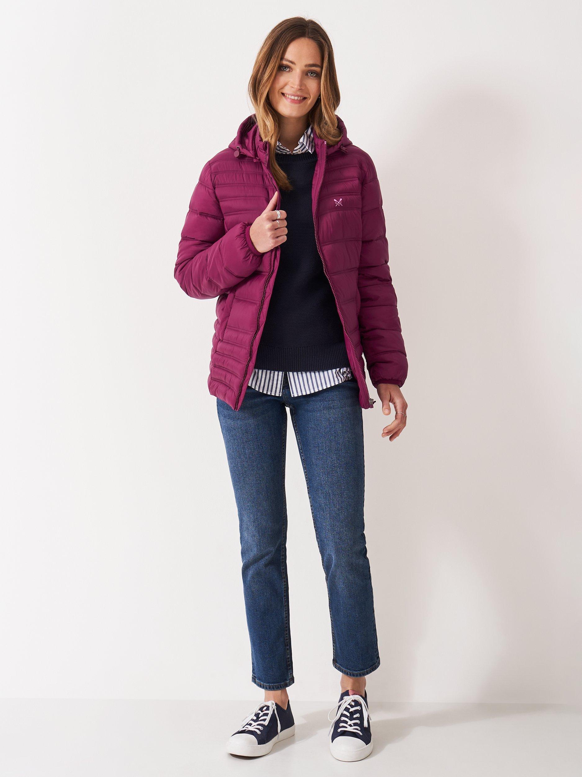 Product image 4 of 5, which shows Crew Clothing Lightweight Padded Jacket, Berry Red, 10