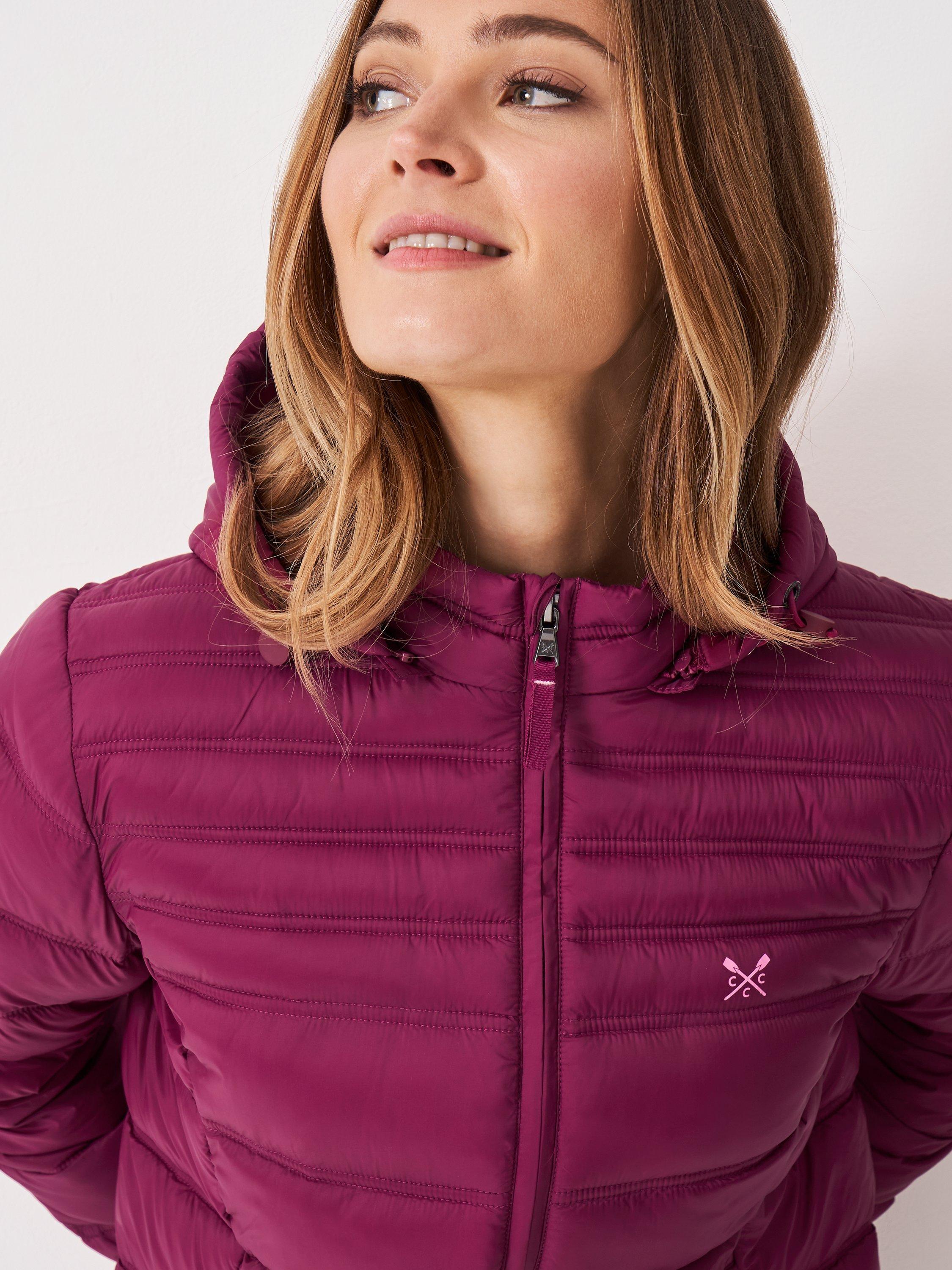 Product image 5 of 5, which shows Crew Clothing Lightweight Padded Jacket, Berry Red, 10