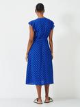 Crew Clothing Dot Contrast Trim Midi Dress, Blue/White