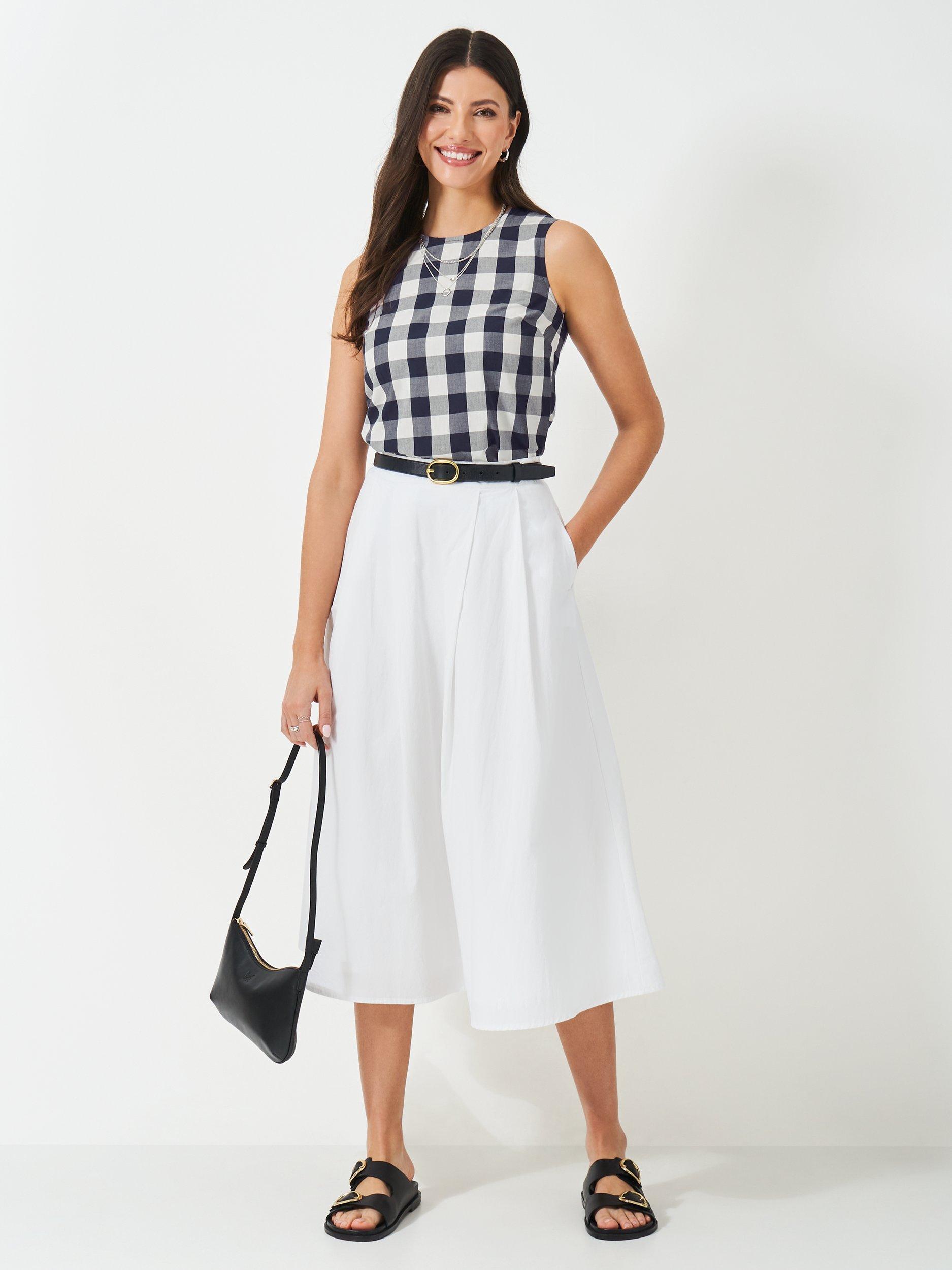 Product image 3 of 5, which shows Crew Clothing Estelle Floral Sleeveless Cotton Blouse, Navy Blue, 8