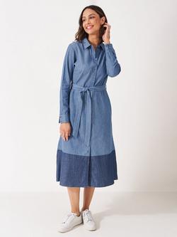 Crew Clothing Sienna Chambray Shirt Dress, Mid Blue, Mid Blue