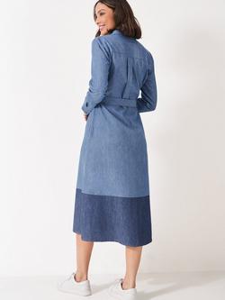 Crew Clothing Sienna Chambray Shirt Dress, Mid Blue - view 2, Mid Blue