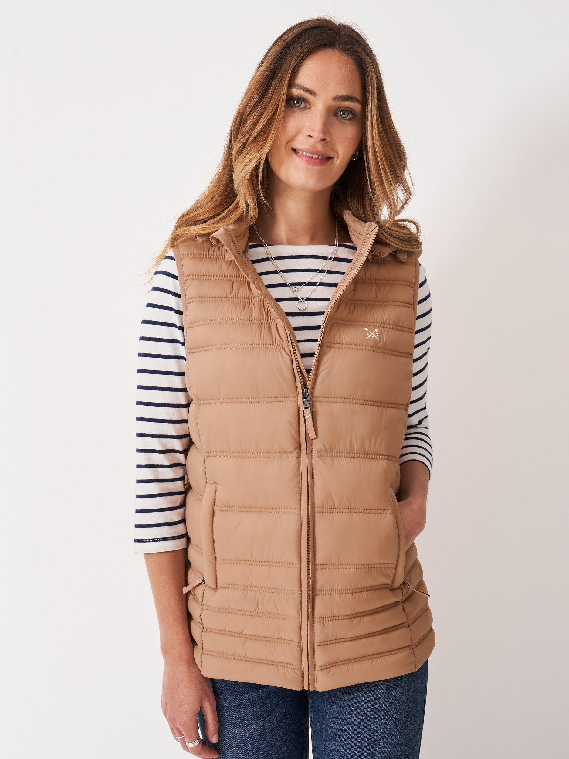 Product image 1 of 5, which shows Crew Clothing Lightweight Padded Gilet, Neutral, 10