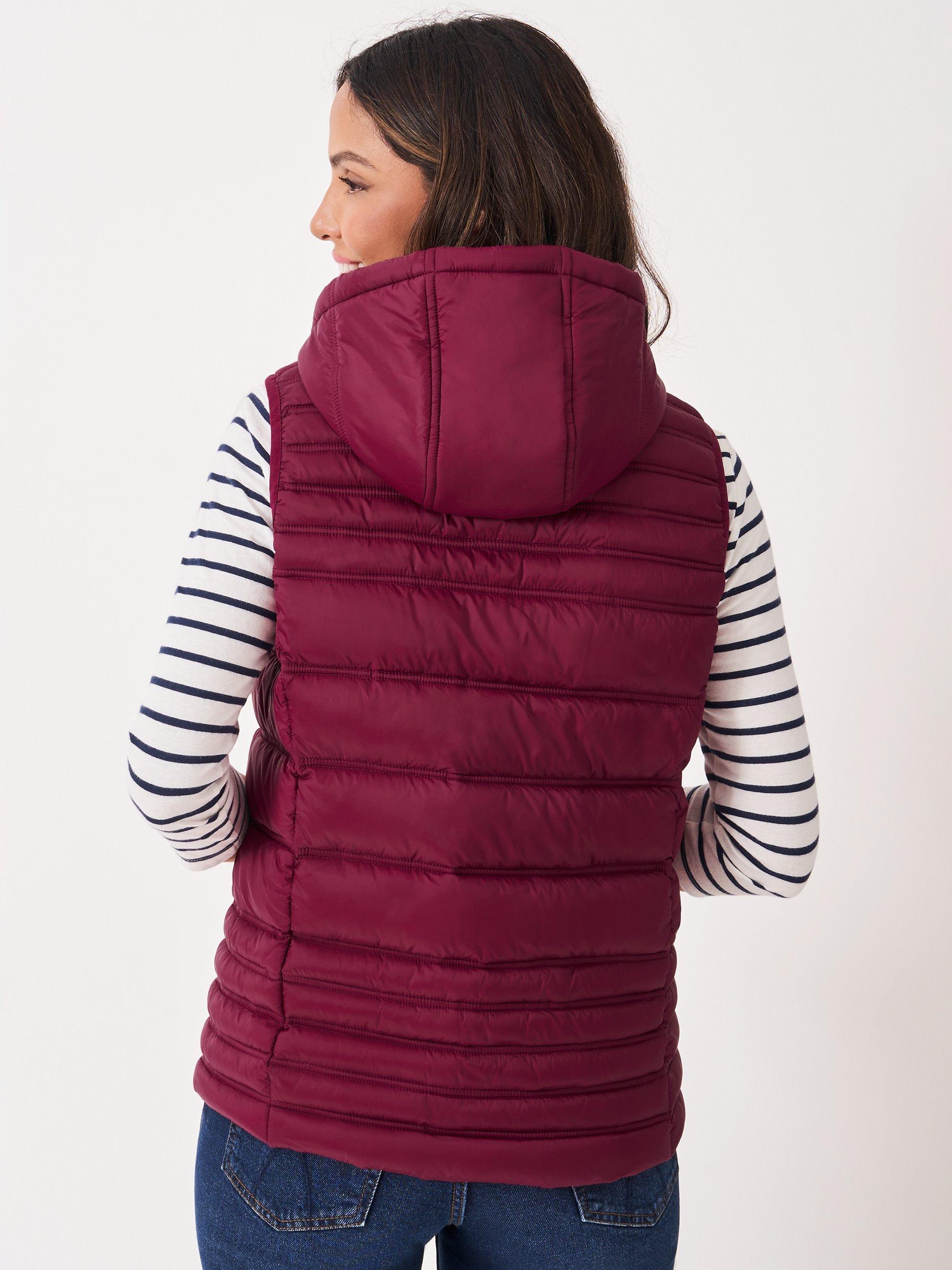 Product image 2 of 6, which shows Crew Clothing Lightweight Padded Gilet, Berry Red, 8