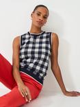 Crew Clothing Check Knit Sleeveless Jumper, Navy/White
