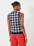 Crew Clothing Check Knit Sleeveless Jumper, Navy/White