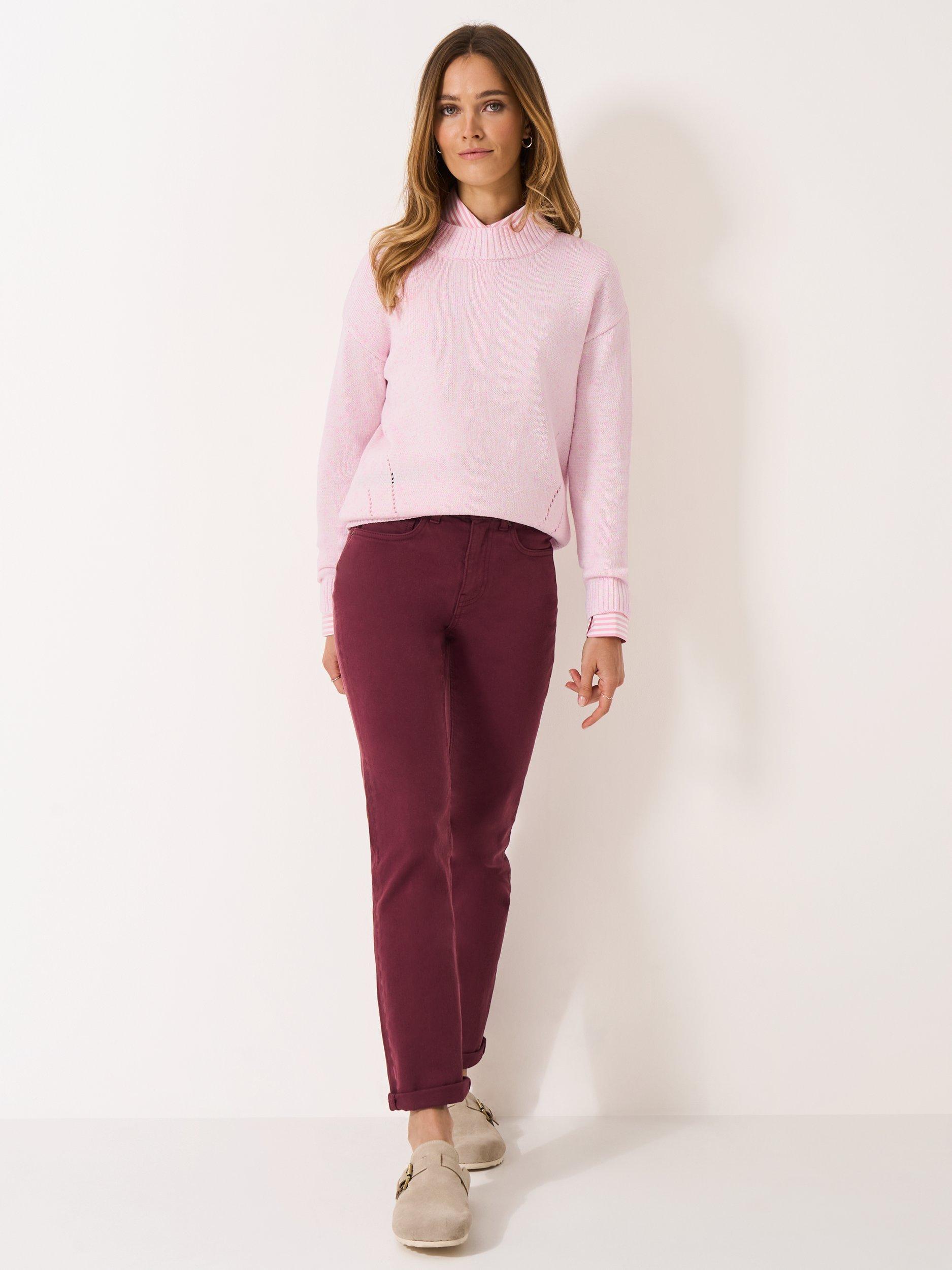 Product image 3 of 5, which shows Crew Clothing Pointelle Painted Yarn Jumper, Pink/Multi, 10