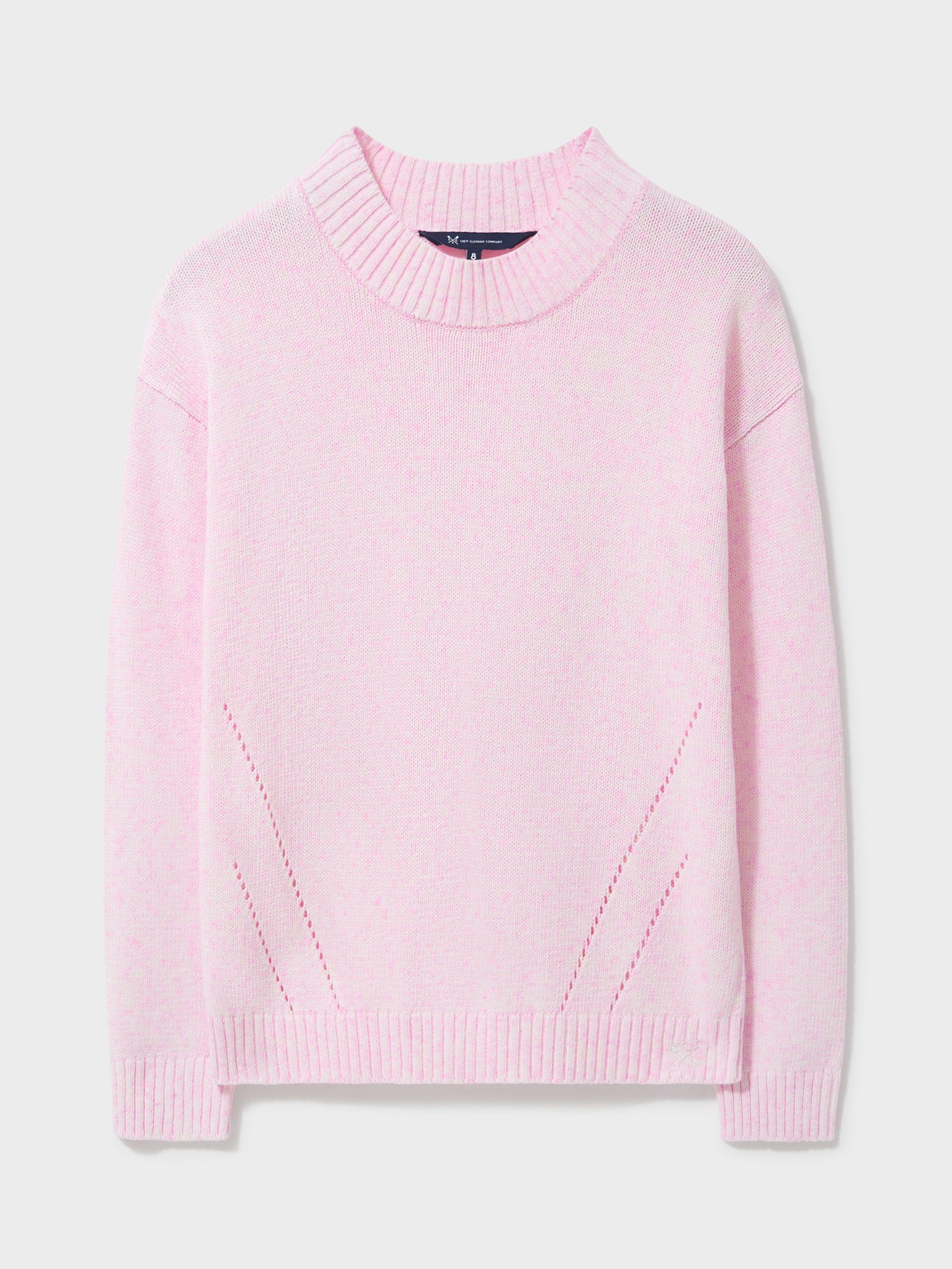 Product image 5 of 5, which shows Crew Clothing Pointelle Painted Yarn Jumper, Pink/Multi, 10