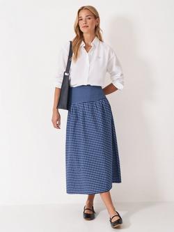 Crew Clothing Dara Gingham Midi Skirt, Dark Blue, Dark Blue