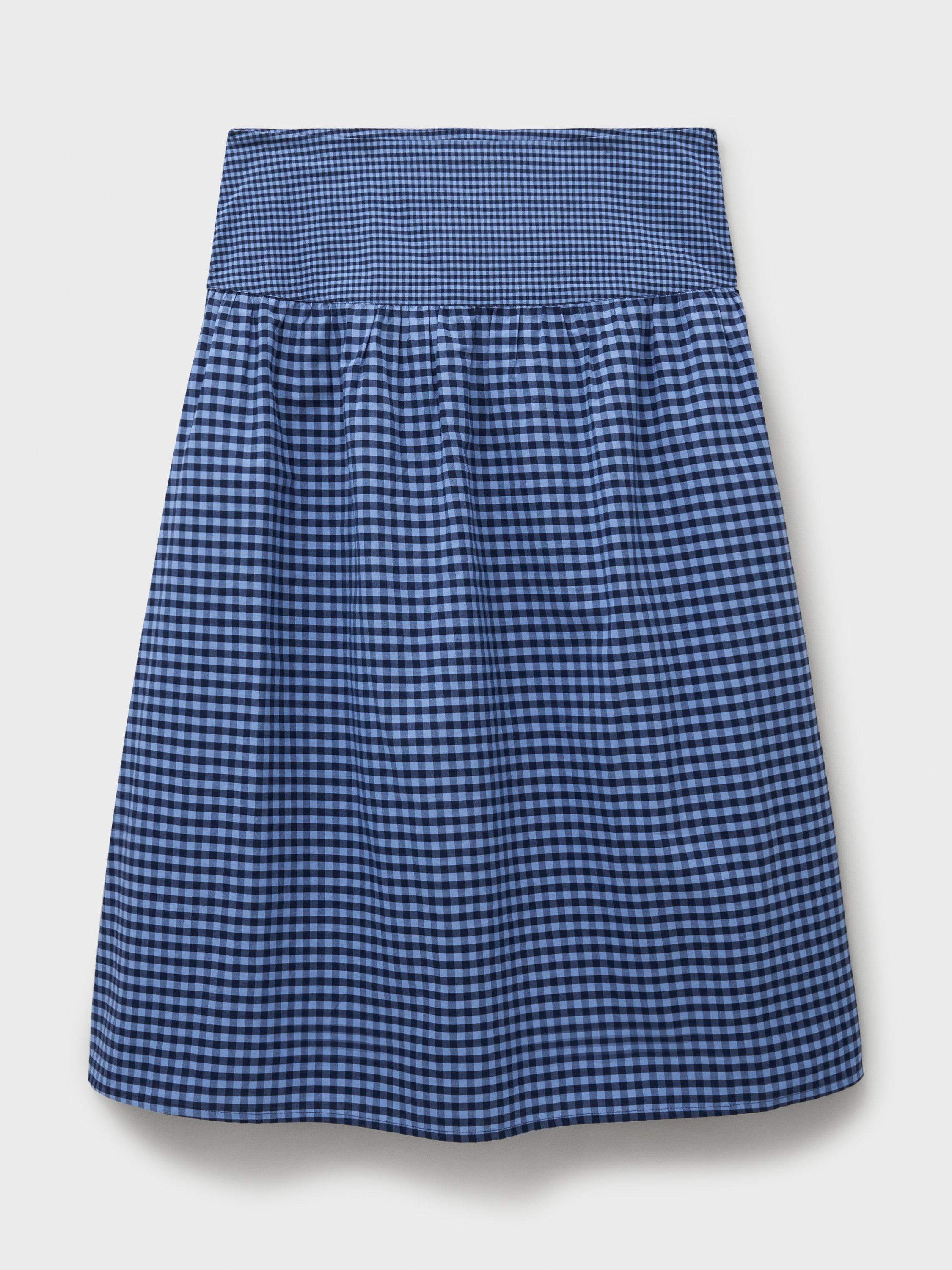 Product image 5 of 5, which shows Crew Clothing Dara Gingham Midi Skirt, Dark Blue, 10