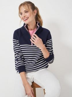 Crew Clothing Half Zip Funnel Neck Sweater, Multi/Blue