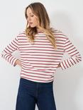 Crew Clothing Long Sleeve Crew Neck Cotton Jersey Top, Multi Red