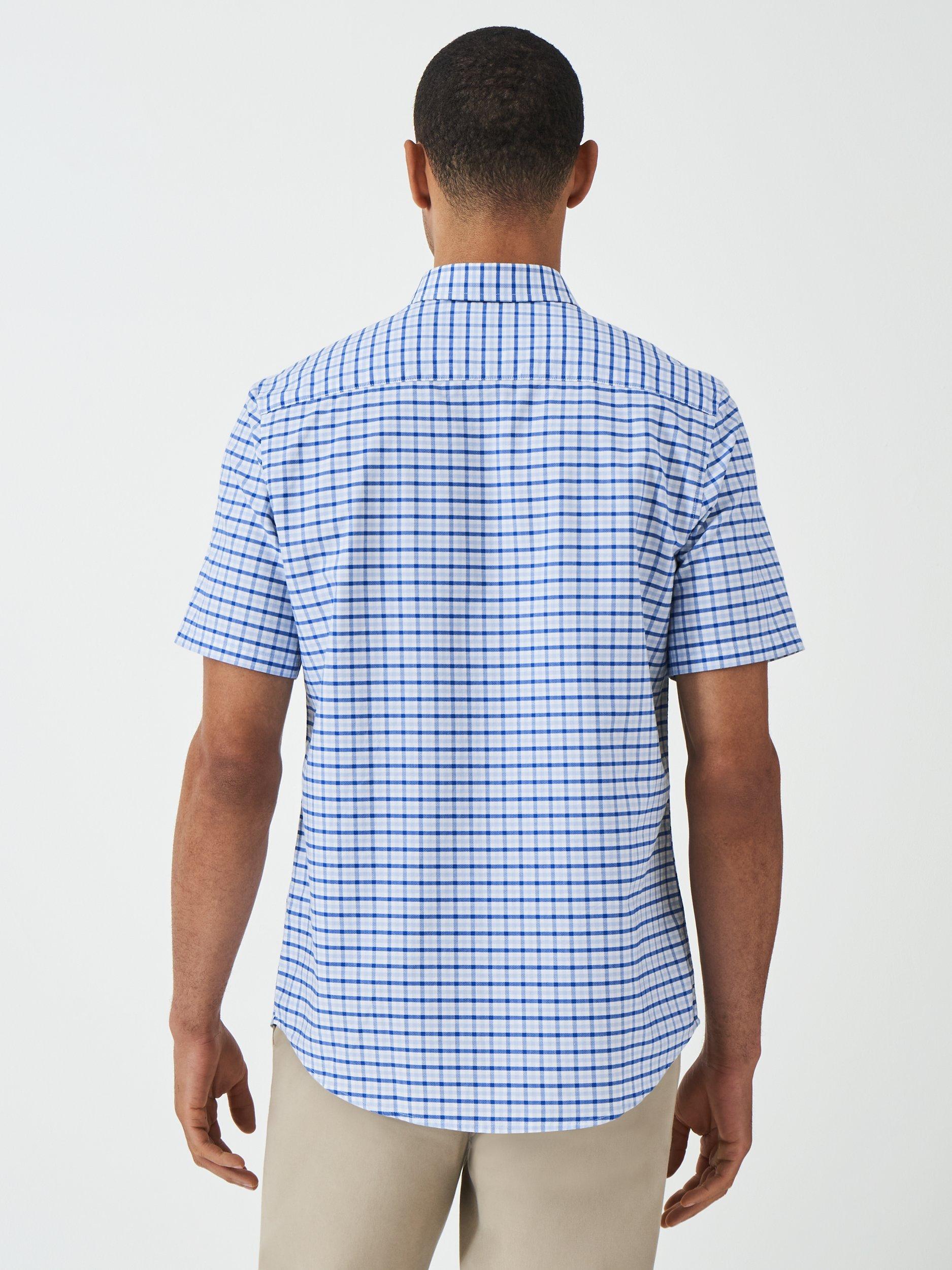 Product image 2 of 5, which shows Crew Clothing Cotton Regular Fit Check Shirt, Light Blue, L
