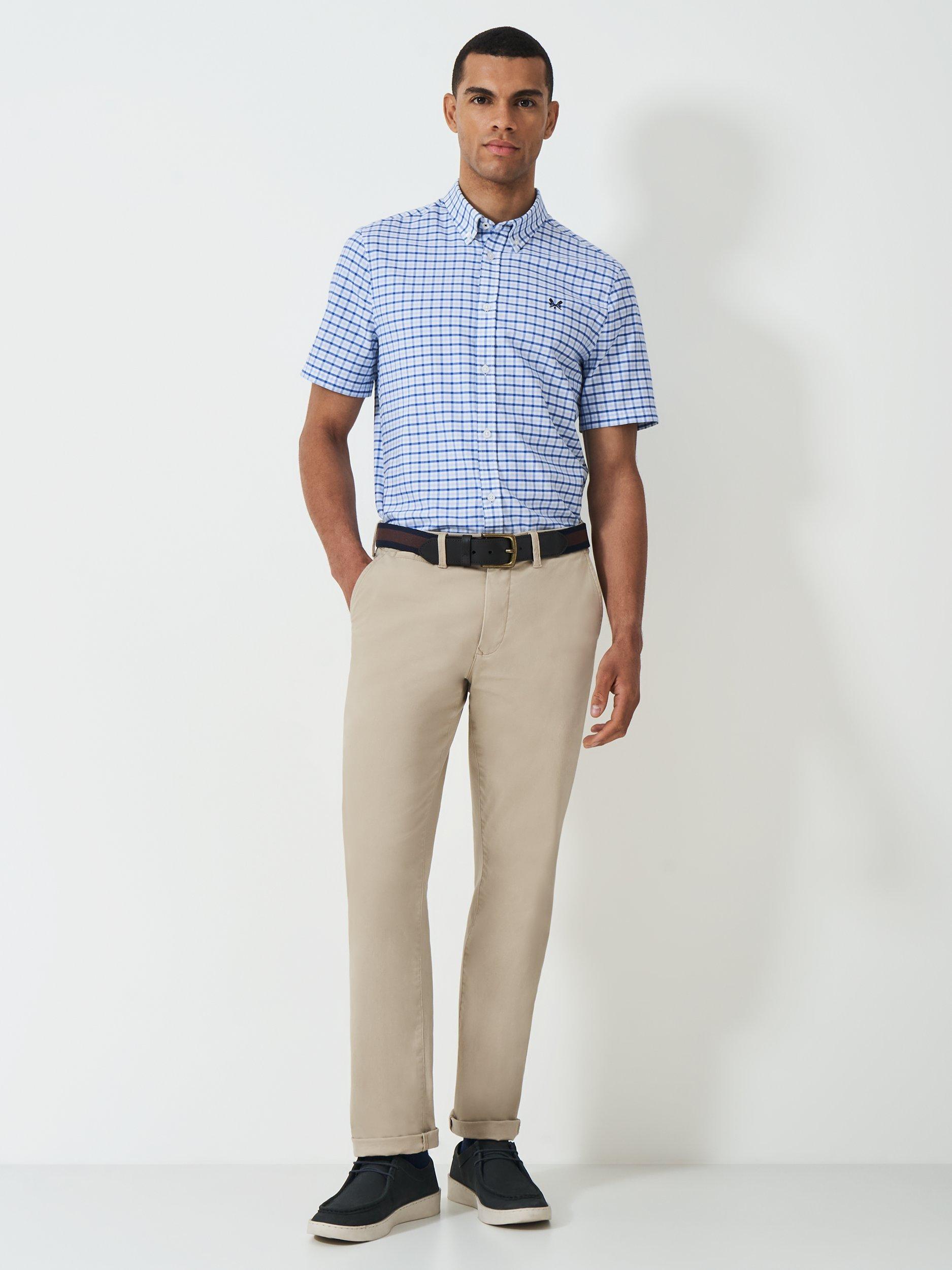 Product image 3 of 5, which shows Crew Clothing Cotton Regular Fit Check Shirt, Light Blue, L
