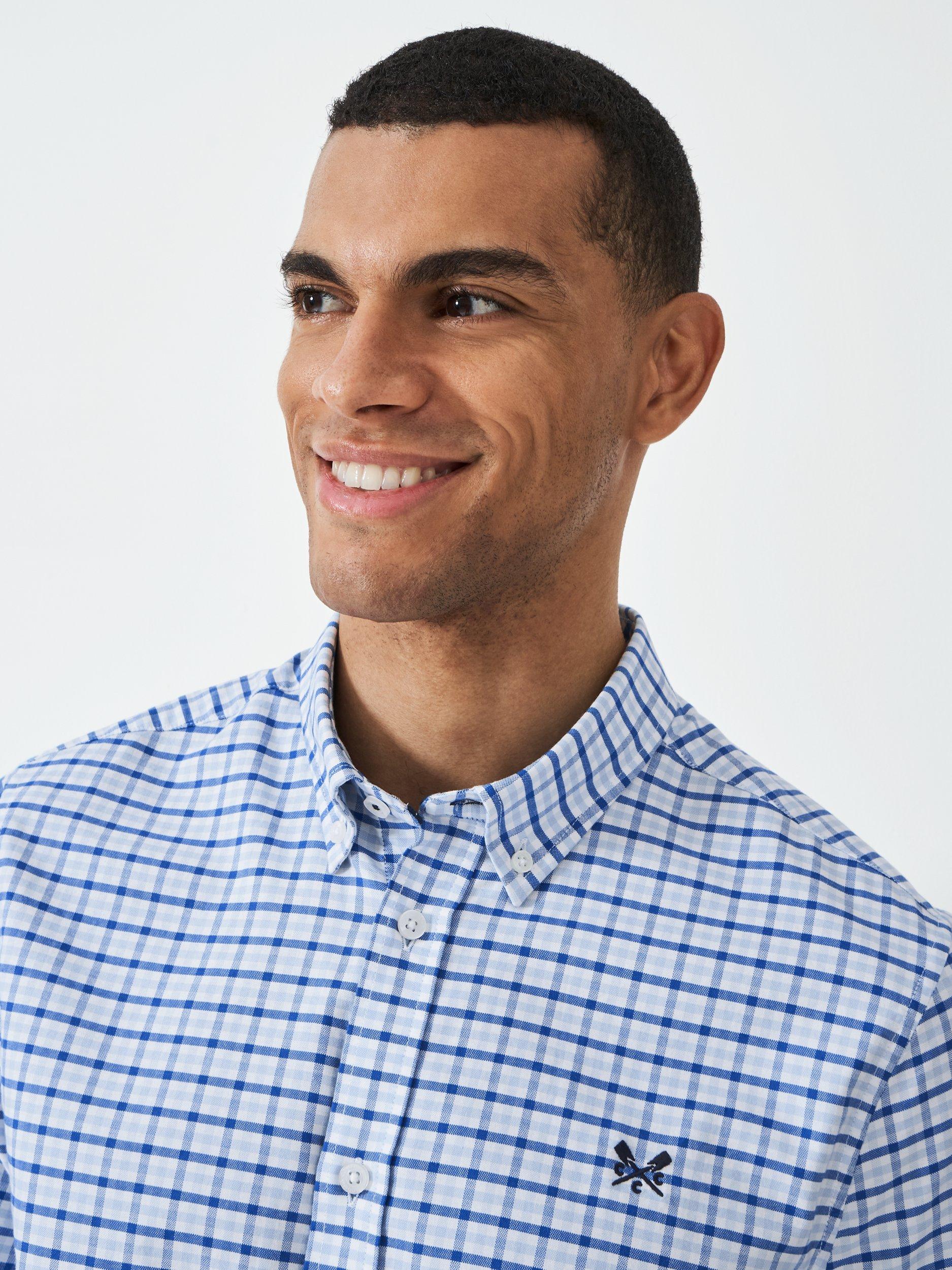 Product image 4 of 5, which shows Crew Clothing Cotton Regular Fit Check Shirt, Light Blue, L