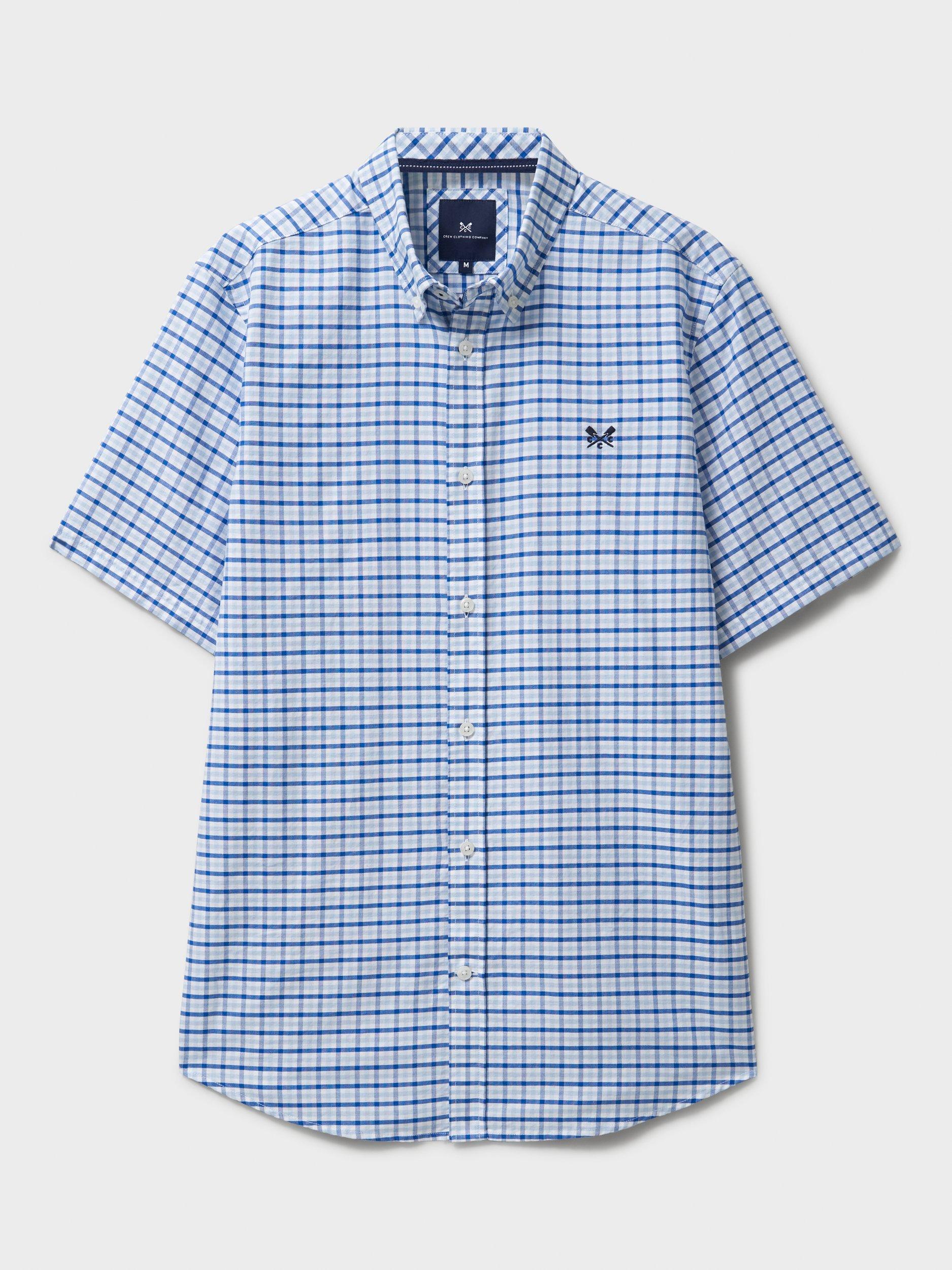 Product image 5 of 5, which shows Crew Clothing Cotton Regular Fit Check Shirt, Light Blue, L