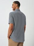 Crew Clothing Linen Blend Regular Fit Puppytooth Shirt, Navy Blue, Navy Blue