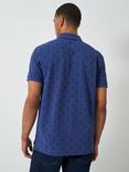 Crew Clothing Cotton Regular Fit Short Sleeve Anchor Print Polo Shirt, Navy Blue