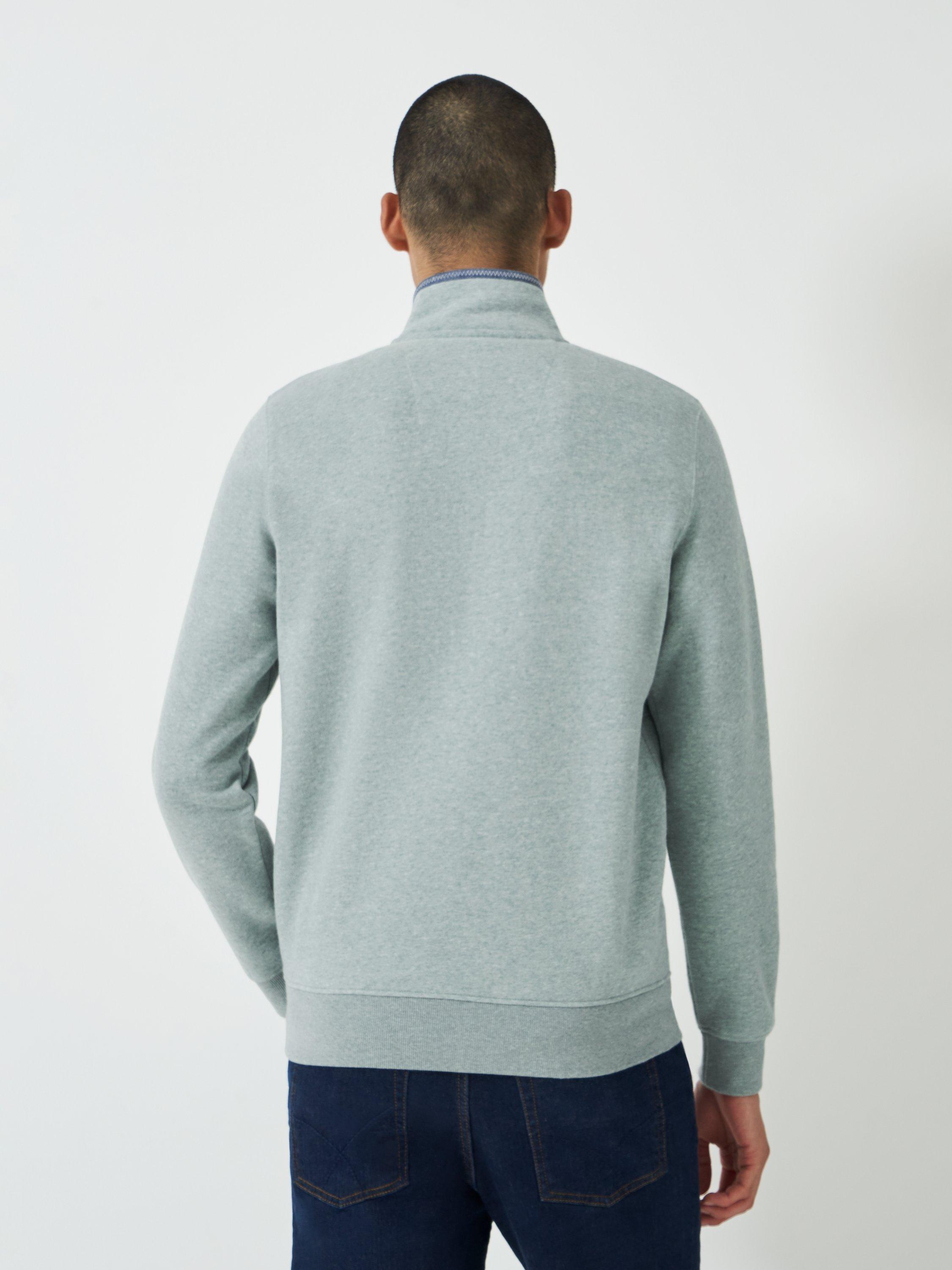 Product image 3 of 6, which shows Crew Clothing Salcombe Crest 1/2 Zip Sweatshirt, Light Green, L