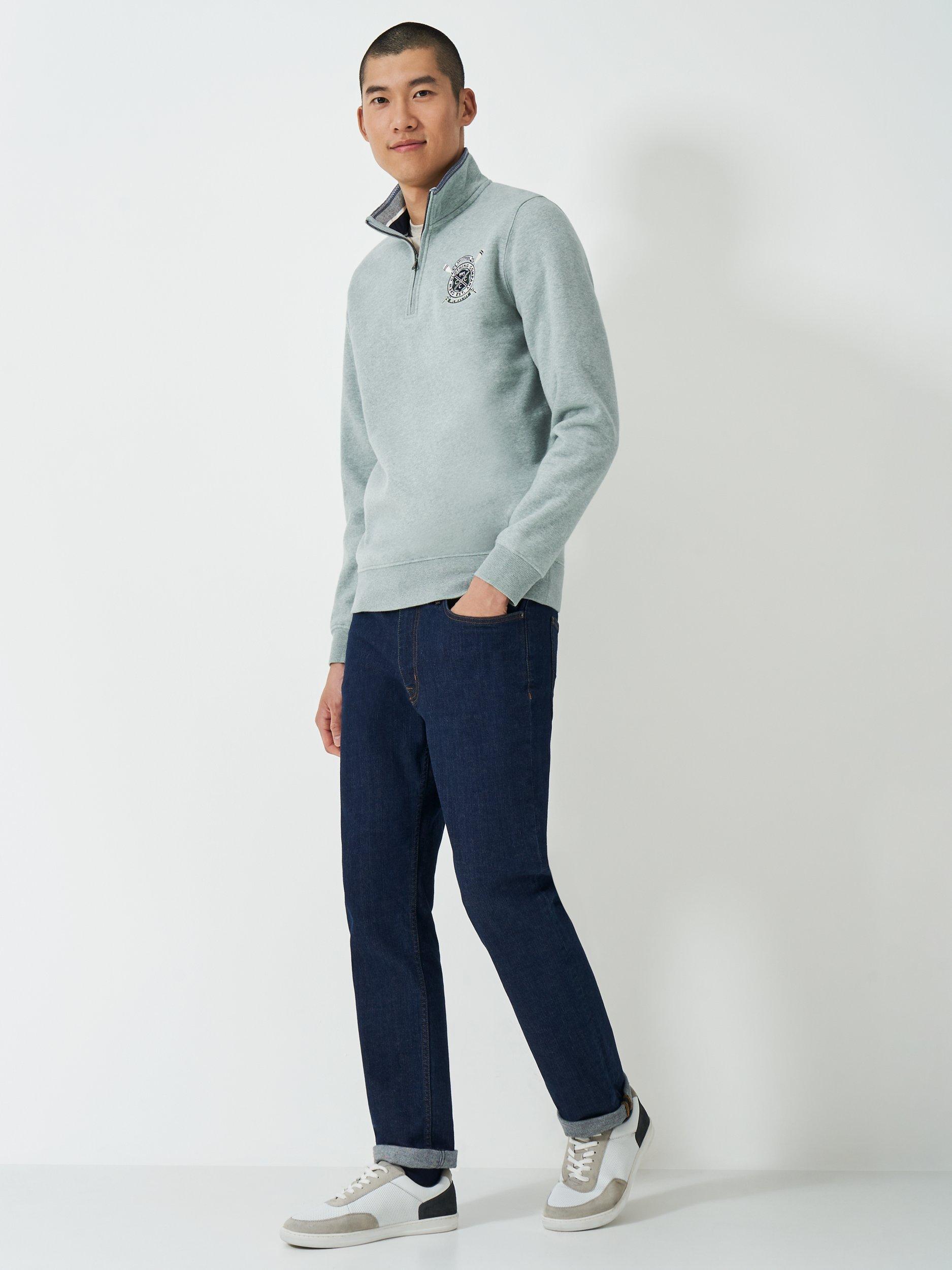 Product image 4 of 6, which shows Crew Clothing Salcombe Crest 1/2 Zip Sweatshirt, Light Green, L
