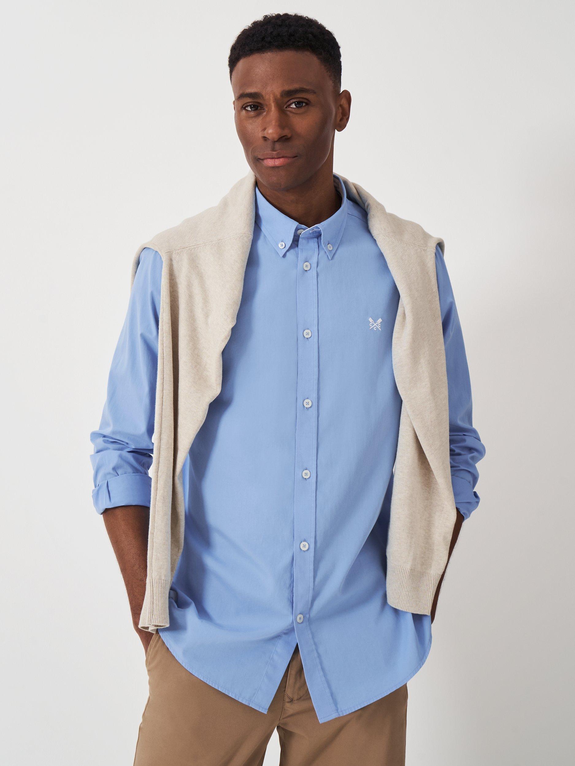 Product image 1 of 5, which shows Crew Clothing Cotton Poplin Shirt, Light Blue, XS