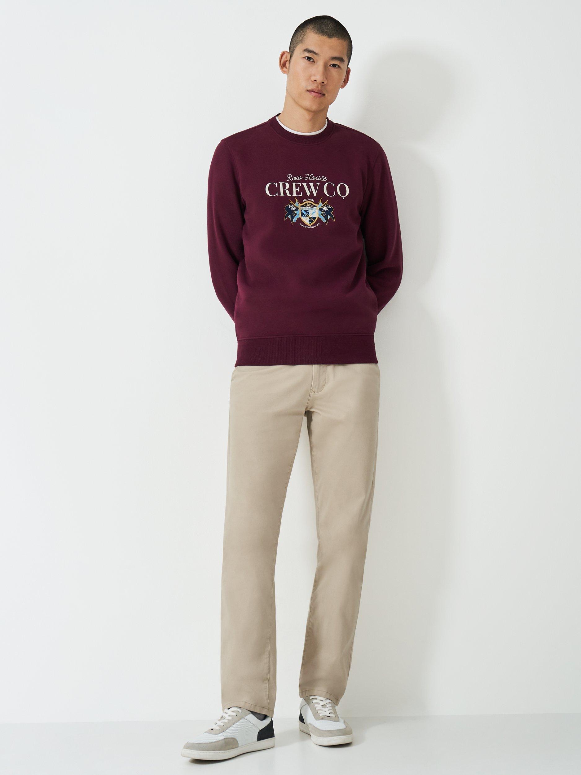 Product image 3 of 5, which shows Crew Clothing Embroidered Flag Sweatshirt, Burgundy Red, L