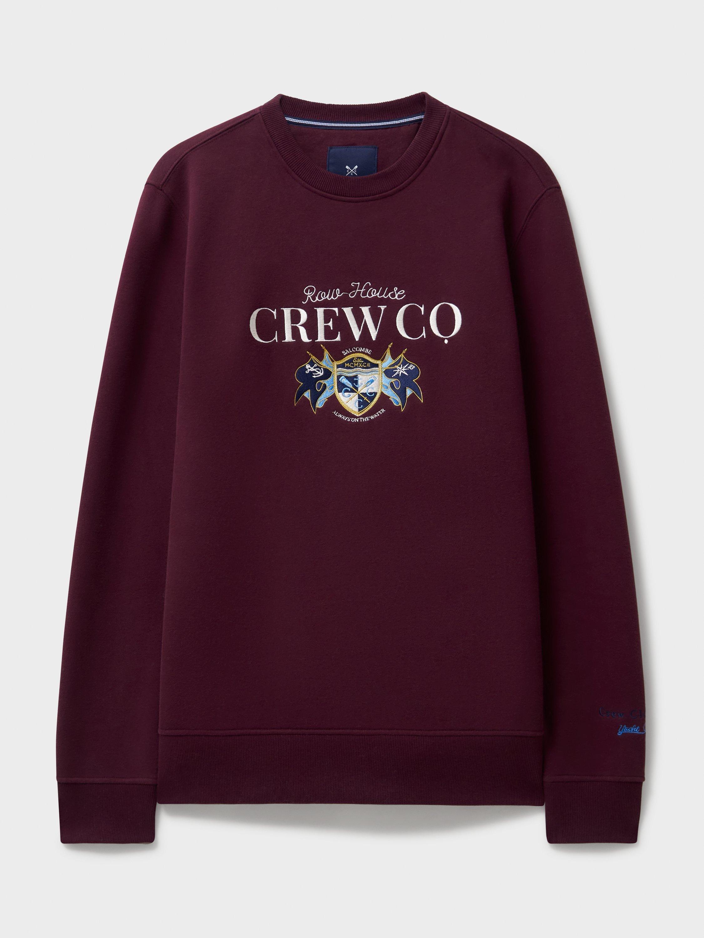 Product image 5 of 5, which shows Crew Clothing Embroidered Flag Sweatshirt, Burgundy Red, L