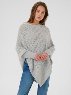 KAFFE Oline Knitted Poncho, Mid Grey, Mid Grey